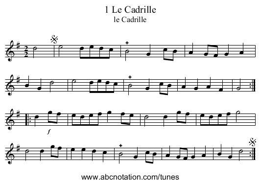 1 Le Cadrille - staff notation