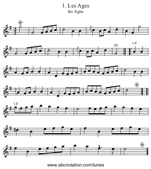 1. Les Ages - staff notation