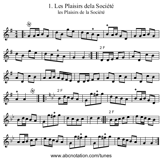1. Les Plaisirs dela Soci&eacute;t&eacute; - staff notation