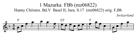 1 Mazurka  FBb (mz06822) - staff notation