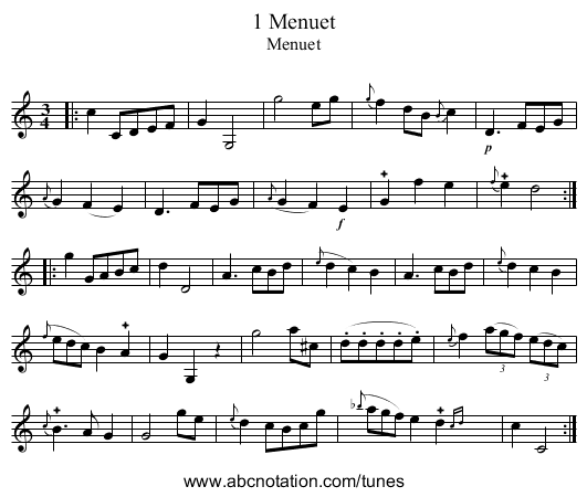 1 Menuet - staff notation
