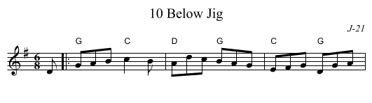10 Below Jig - staff notation