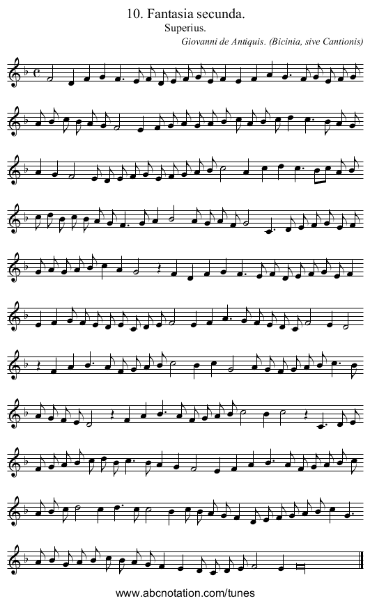 10. Fantasia secunda. - staff notation