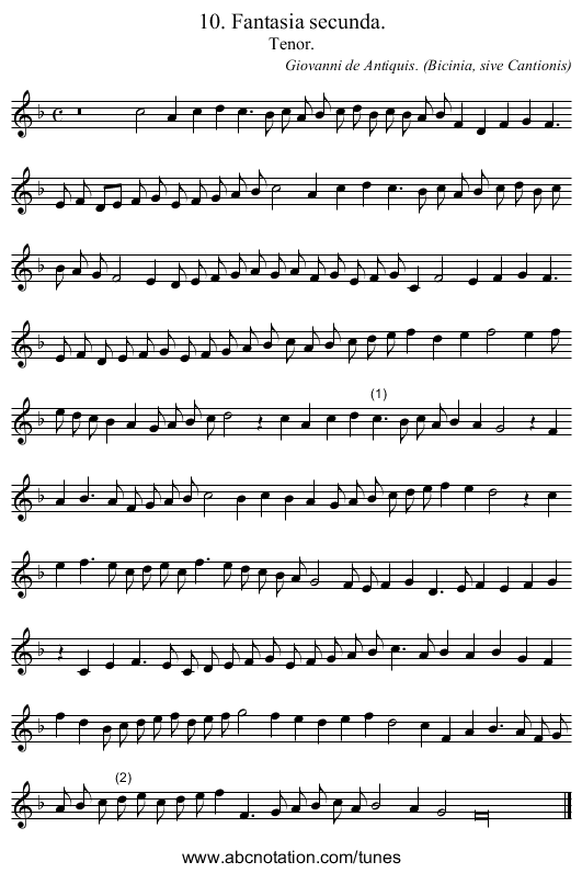 10. Fantasia secunda. - staff notation