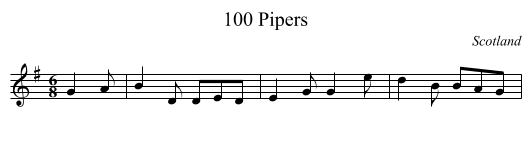 100 Pipers - staff notation