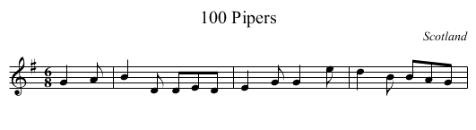 100 Pipers - staff notation