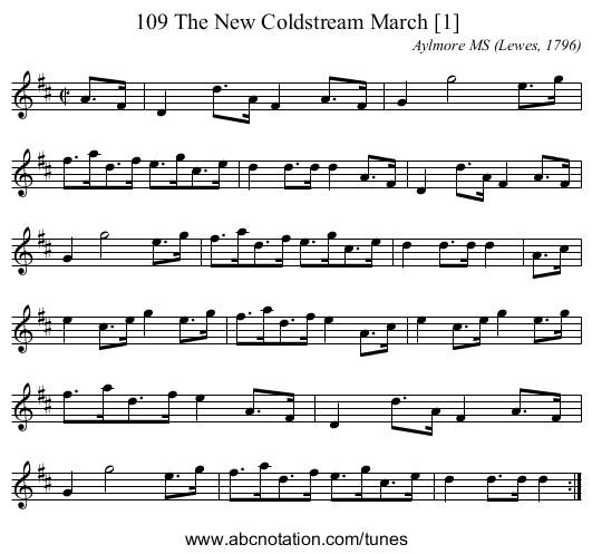 109 The New Coldstream March [1] - staff notation