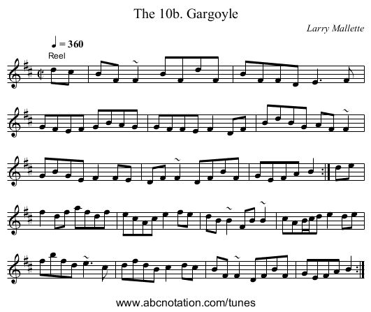 10b. Gargoyle, The - staff notation