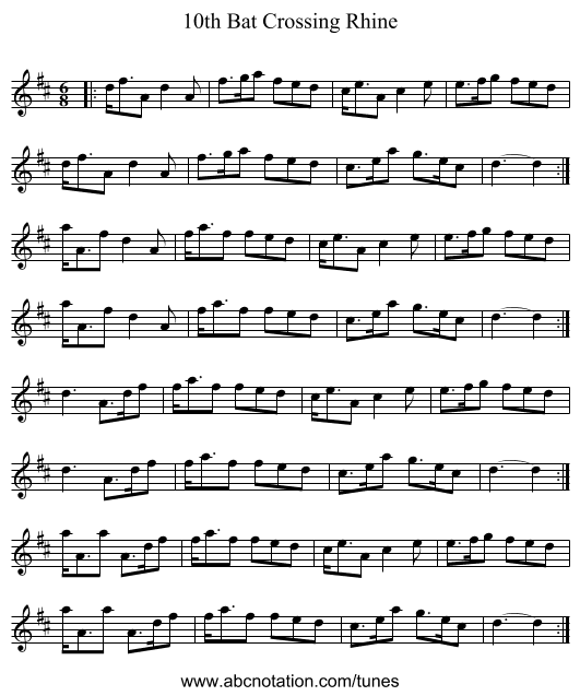 10th Bat Crossing Rhine - staff notation