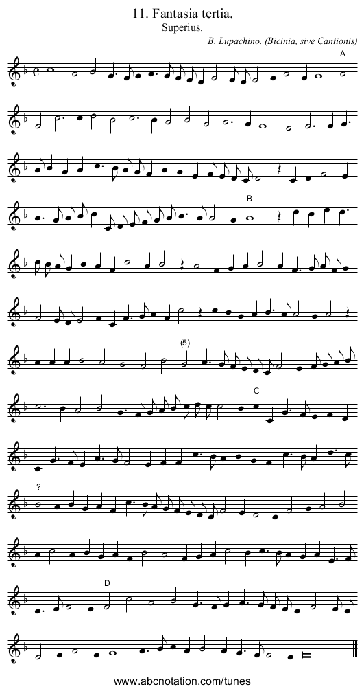 11. Fantasia tertia. - staff notation