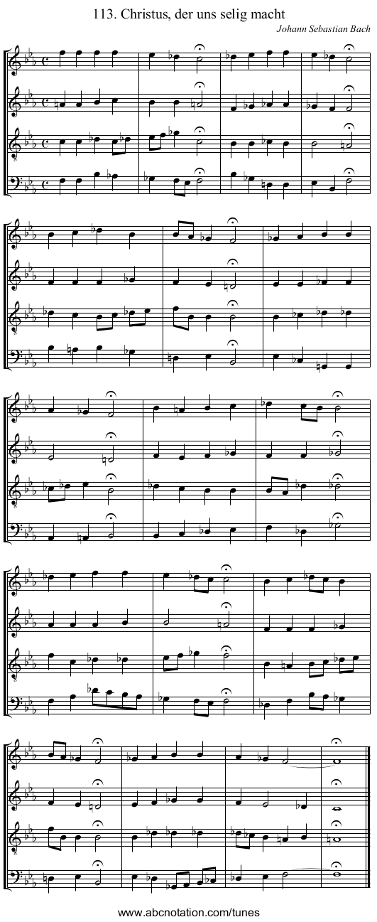 113. Christus, der uns selig macht - staff notation