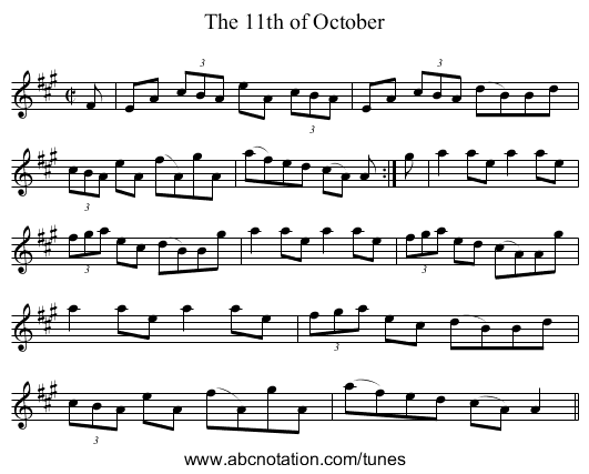 11th of October, The - staff notation