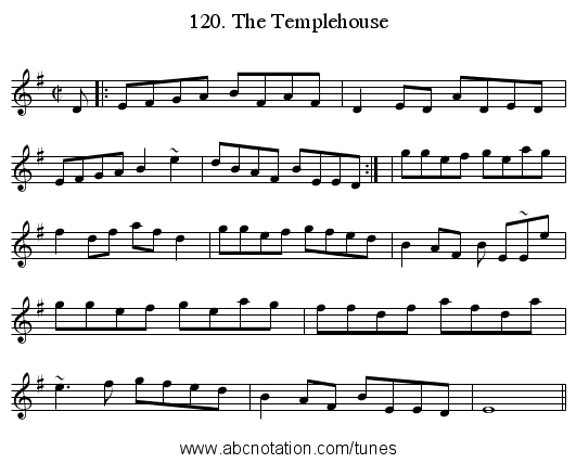 120. The Templehouse - staff notation