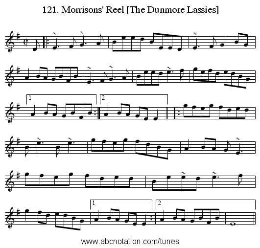 121. Morrisons' Reel [The Dunmore Lassies] - staff notation