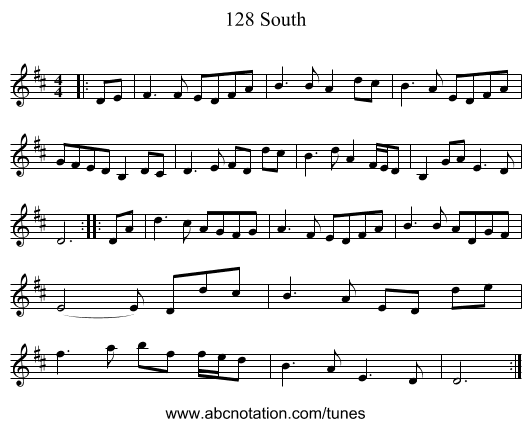 128 South - staff notation