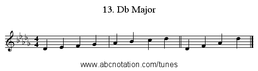13. Db Major - staff notation
