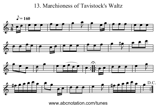 13. Marchioness of Tavistock's Waltz - staff notation