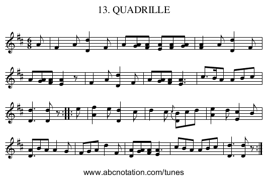 13. QUADRILLE - staff notation