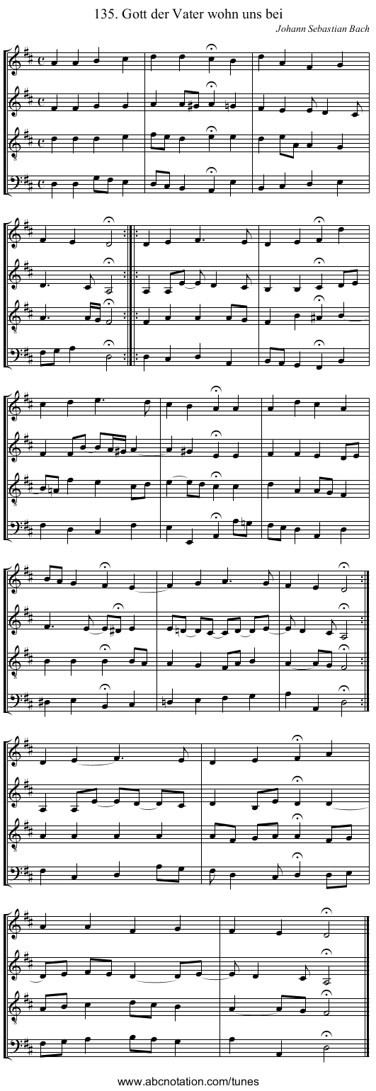 135. Gott der Vater wohn uns bei - staff notation