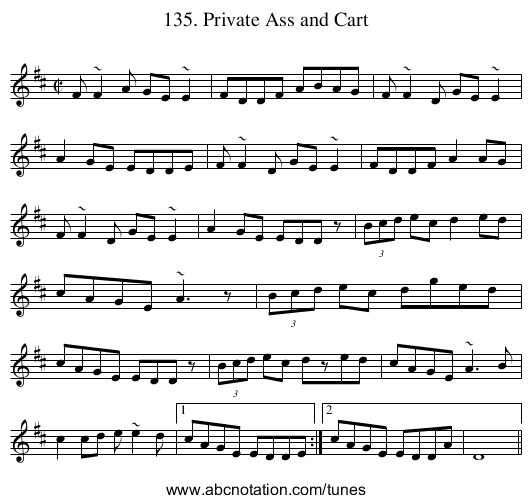 135. Private Ass and Cart - staff notation
