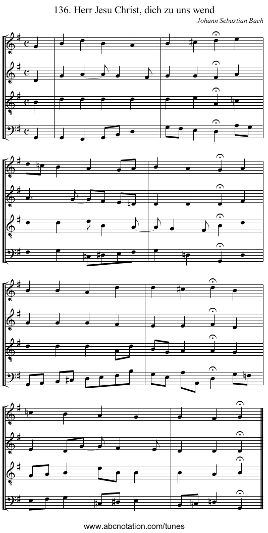136. Herr Jesu Christ, dich zu uns wend - staff notation