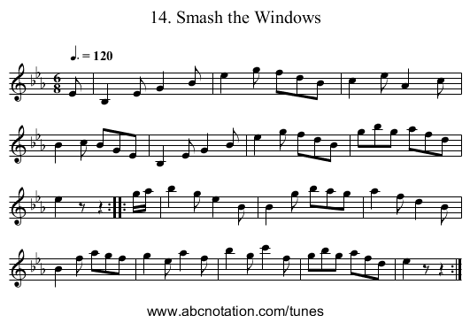 14. Smash the Windows - staff notation