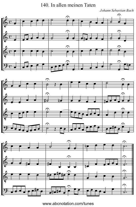 140. In allen meinen Taten - staff notation