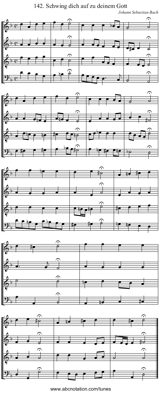142. Schwing dich auf zu deinem Gott - staff notation
