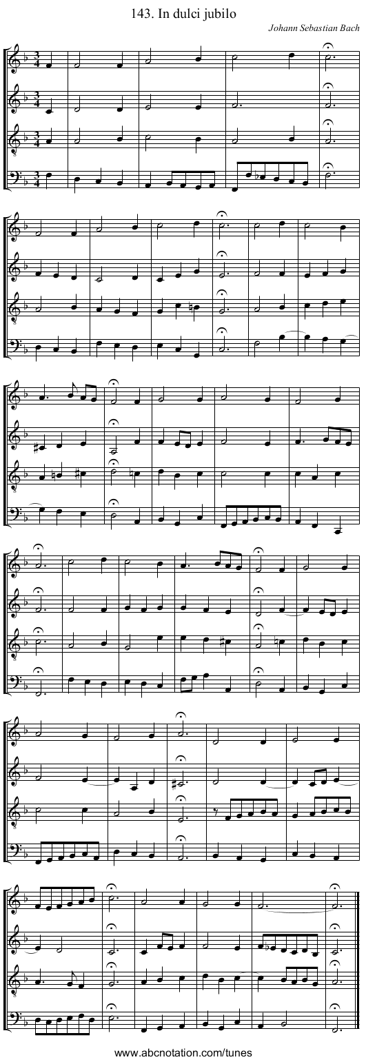 143. In dulci jubilo - staff notation