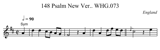 148 Psalm New Ver.. WHG.073 - staff notation