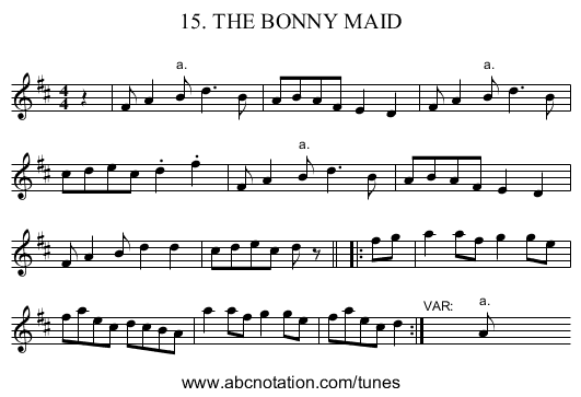15. THE BONNY MAID - staff notation