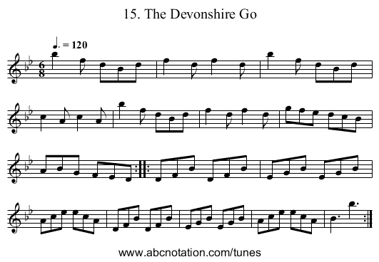 15. The Devonshire Go - staff notation