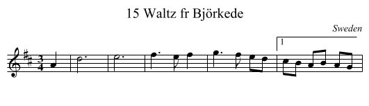 15 Waltz fr Björkede - staff notation