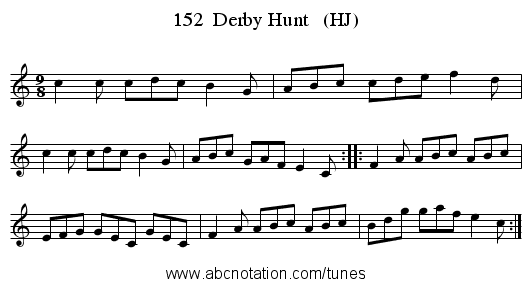 152  Derby Hunt   (HJ) - staff notation