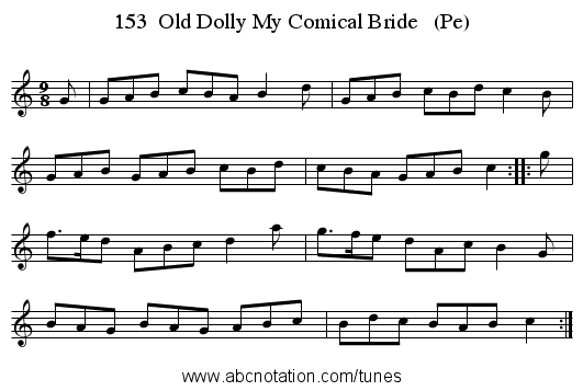 153  Old Dolly My Comical Bride   (Pe) - staff notation