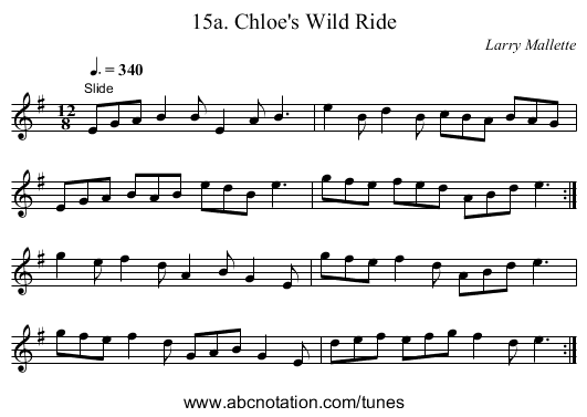 15a. Chloe's Wild Ride - staff notation