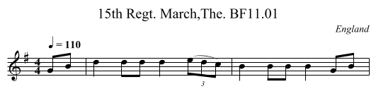 15th Regt. March,The. BF11.01 - staff notation