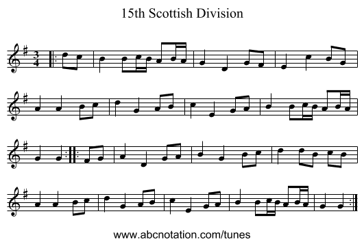 15th Scottish Division - staff notation