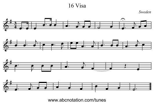 16 Visa - staff notation