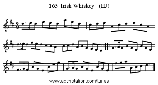 163  Irish Whiskey   (HJ) - staff notation
