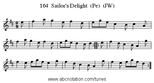 164 Sailor's Delight (Pe) (JW) - staff notation