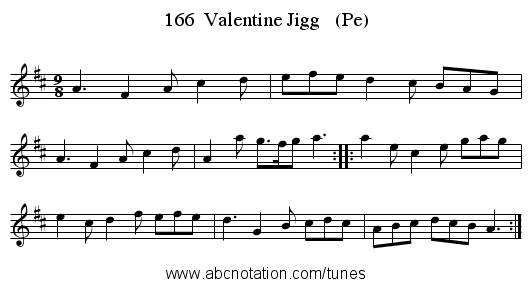 166  Valentine Jigg   (Pe) - staff notation