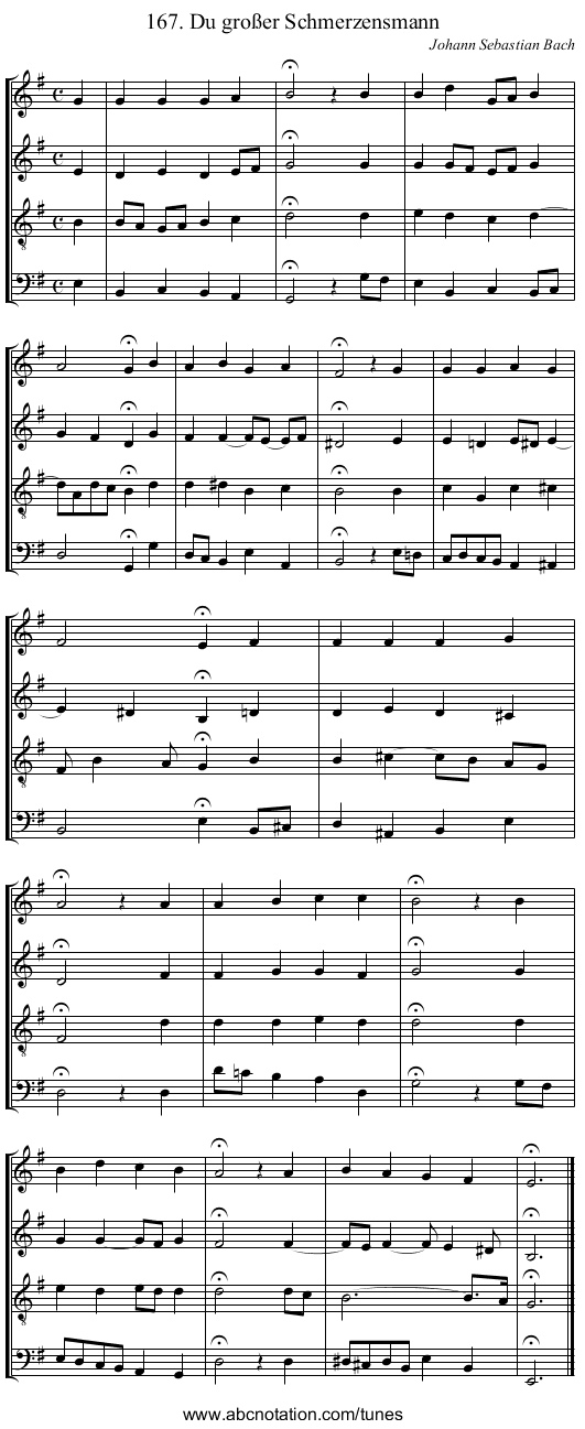 167. Du gro&szlig;er Schmerzensmann - staff notation