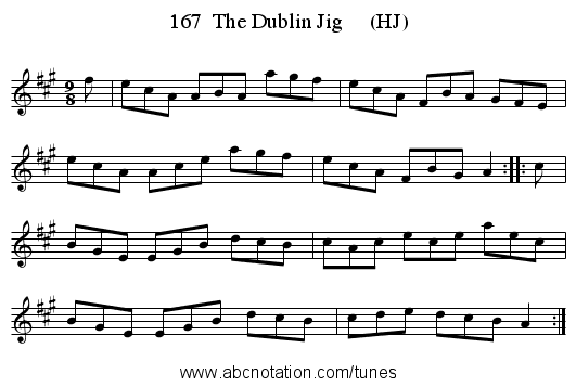 167  The Dublin Jig     (HJ) - staff notation