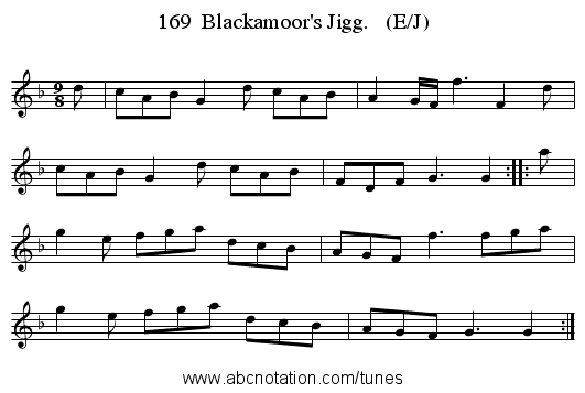 169  Blackamoor's Jigg.   (E/J) - staff notation