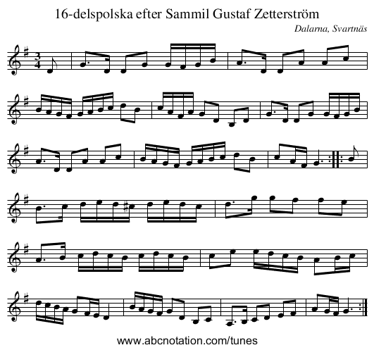 16-delspolska efter Sammil Gustaf Zetterström - staff notation