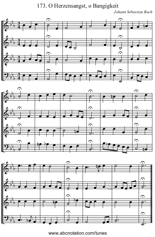 173. O Herzensangst, o Bangigkeit - staff notation