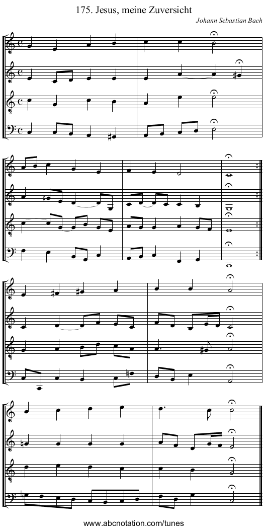 175. Jesus, meine Zuversicht - staff notation