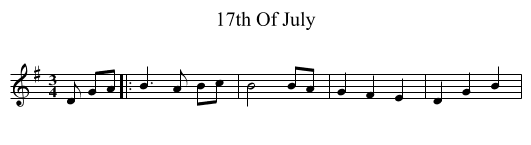 17th Of July - staff notation