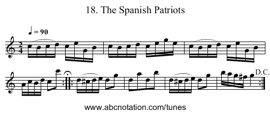 18. The Spanish Patriots - staff notation